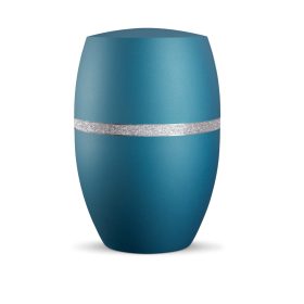 INFINITY® Glamour 860113 urna bársonyos türkiz színben, fénylő ezüst csillogó díszítéssel