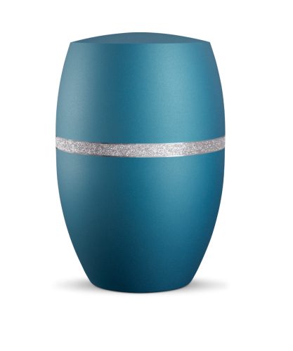 INFINITY® Glamour 860113 urna bársonyos türkiz színben, fénylő ezüst csillogó díszítéssel