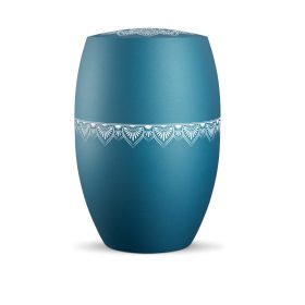 INFINITY® MANDALA – 860115 biológiailag lebomló urna bársonyos türkizkék színben, mandala motívummal