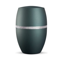 INFINITY® Glamour 860213 urna bársonyos petrolkék színben, ezüst csillogó sávval