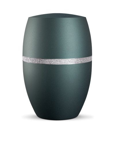 INFINITY® Glamour 860213 urna bársonyos petrolkék színben, ezüst csillogó sávval