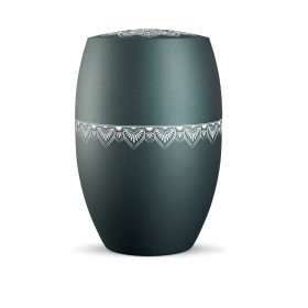 INFINITY® MANDALA – 860215 biológiailag lebomló urna bársonyos petrolzöld színben, mandala motívummal