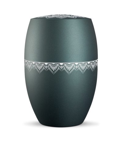 INFINITY® MANDALA – 860215 biológiailag lebomló urna bársonyos petrolzöld színben, mandala motívummal