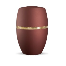 INFINITY® LIVORNO – 860309 biológiailag lebomló urna bársonyos rubinvörös színben, matt arany meander dekorációval