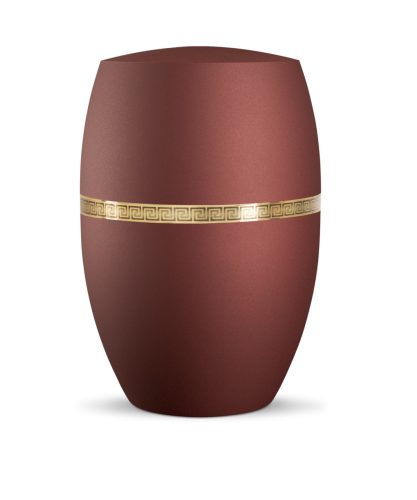 INFINITY® LIVORNO – 860309 biológiailag lebomló urna bársonyos rubinvörös színben, matt arany meander dekorációval