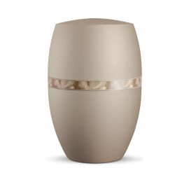 Biológiailag lebomló urna 860717 pezsgőszínben toll motívummal temetéshez