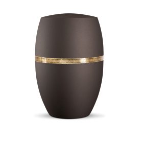 INFINITY® LIVORNO – 860809 biológiailag lebomló urna bársonyos siena színben, matt arany meander dekorációval