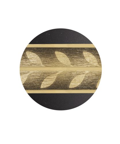 INFINITY® LIVORNO – 861011 biológiailag lebomló urna bársonyos fekete színben, matt arany ágmotívumos dekorációval