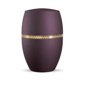 INFINITY® LIVORNO – 861211 biológiailag lebomló urna bársonyos mélybordó színben, matt arany ágmotívumos dekorációval