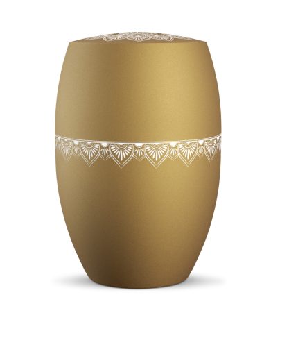 INFINITY® MANDALA – 861415 biológiailag lebomló urna bársonyos aranyokker színben, mandala motívummal