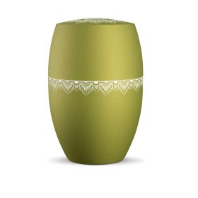 INFINITY® MANDALA – 861615 biológiailag lebomló urna bársonyos peridot zöld színben, mandala motívummal