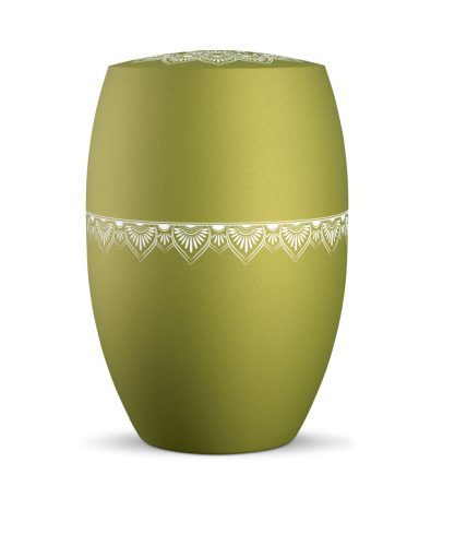 INFINITY® MANDALA – 861615 biológiailag lebomló urna bársonyos peridot zöld színben, mandala motívummal