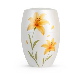 8622 Florique Edition urna gyöngyházfehér matt felülettel és liliom motívummal