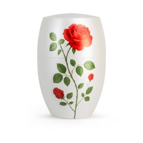 8627 Florique Edition urna gyöngyházfehér matt felülettel és rózsa motívummal