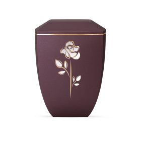 Edition Facette 8702 mély bogyószínű urna arany rózsamotívummal, biológiailag lebomló