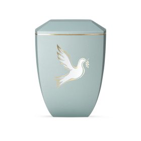 Edition Facette 8706 jégkék urna arany galambmotívummal, biológiailag lebomló