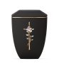 Edition Facette 8708 mélyfekete urna arany kereszttel és rózsamotívummal, biológiailag lebomló