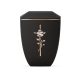 Edition Facette 8708 mélyfekete urna arany kereszttel és rózsamotívummal, biológiailag lebomló
