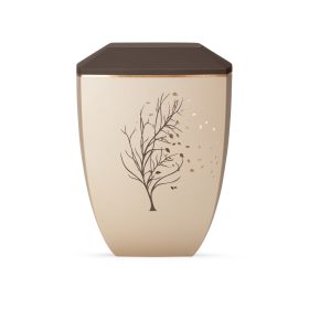 Edition Facette 8767‑1 matt barna‑sienna urna arany levélmotívummal, biológiailag lebomló