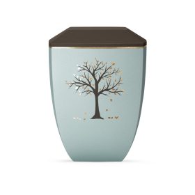 Edition Facette 8767‑3 jégkék‑sienna urna arany életfa motívummal, biológiailag lebomló