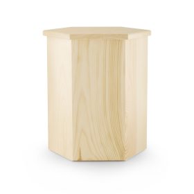 980OE viaszolt felületű, hatszögletű puhafából készült urna sárgás árnyalatban