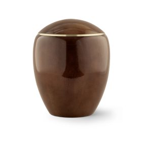 985-2 Sevilla Edition égerfa urna teak árnyalatban, fényes felülettel és rézgyűrűvel