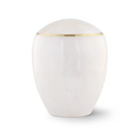 985-4 Sevilla Edition égerfa urna nyírfakéreg-fehér árnyalatban, fényes felülettel és rézgyűrűvel