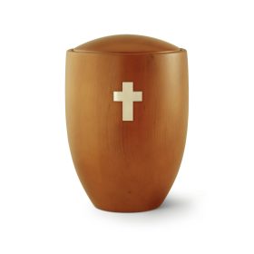 986-5KB Sevilla Edition mangó árnyalatú égerfa urna csiszolt sárgaréz kereszttel