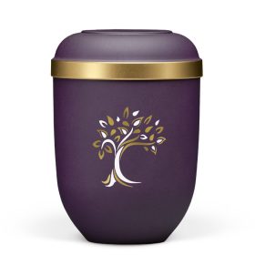 H-21330ARB Classic lila bio urna arany peremmel es fa motivummal temeteshez