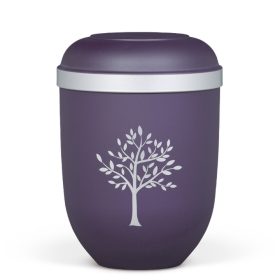 H-21330B-SI Classic lila bio urna ezust peremmel es fa motivummal temeteshez