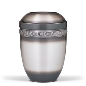 1400 silver acél urna ezüst színben rózsa motívummal és antik hatású felülettel