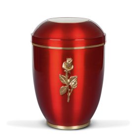  H1460RO acél urna bordó színben rózsa motívummal és arany díszítéssel