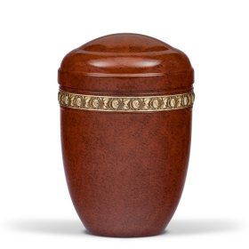 H1571RB acél urna fa hatású mintázattal és rózsa díszítéssel