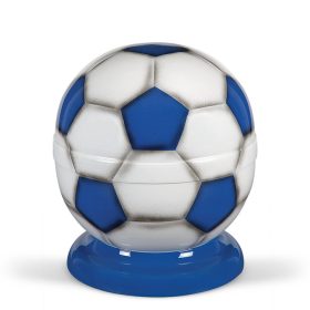  H1681 acél urna futball labda formában kék-fehér mintázattal