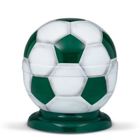 H1682 acél urna futball labda formában zöld-fehér mintázattal