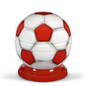 H1683 acél urna futball labda formában piros-fehér mintázattal