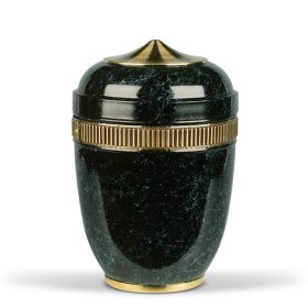  H1721 acél urna zöld patina hatású felülettel és arany díszítéssel