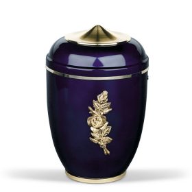  H1732RO acél urna kobaltkék színben arany rózsa motívummal
