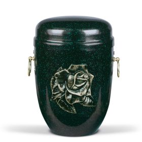  H1930 acél urna zöld színben rózsa motívummal