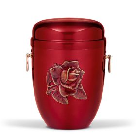 H1940 acél urna bordó színben rózsa motívummal