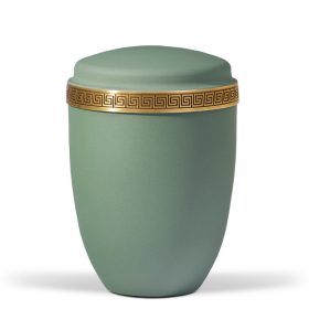  H3370 olívazöld acél urna meander mintás díszítéssel