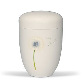 H3601 krémfehér acél urna pitypang motívummal