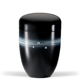 H3615 fekete acél urna kristály díszítéssel