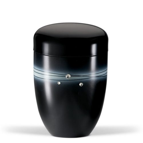 H3615 fekete acél urna kristály díszítéssel