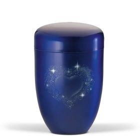 H3654 kobaltkék acél urna szív motívummal