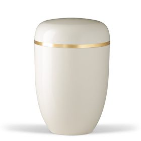 H3675GB krémfehér acél urna arany szalaggal