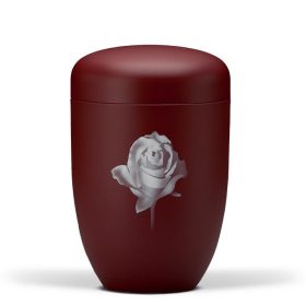  H3681R bordó acél urna rózsa motívummal
