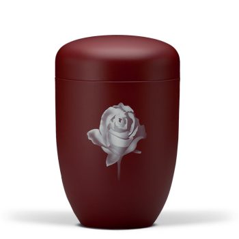  H3681R bordó acél urna rózsa motívummal