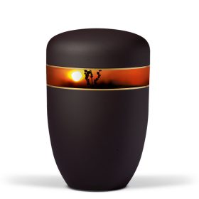  H3842 antracit acél urna naplemente motívumos díszcsíkkal