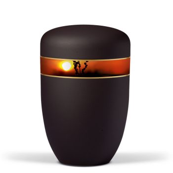   H3842 antracit acél urna naplemente motívumos díszcsíkkal